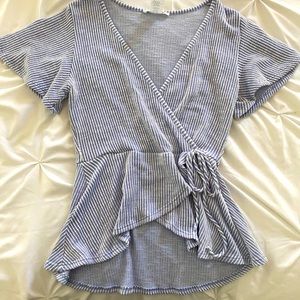 Cute Blue Wrap Around Top